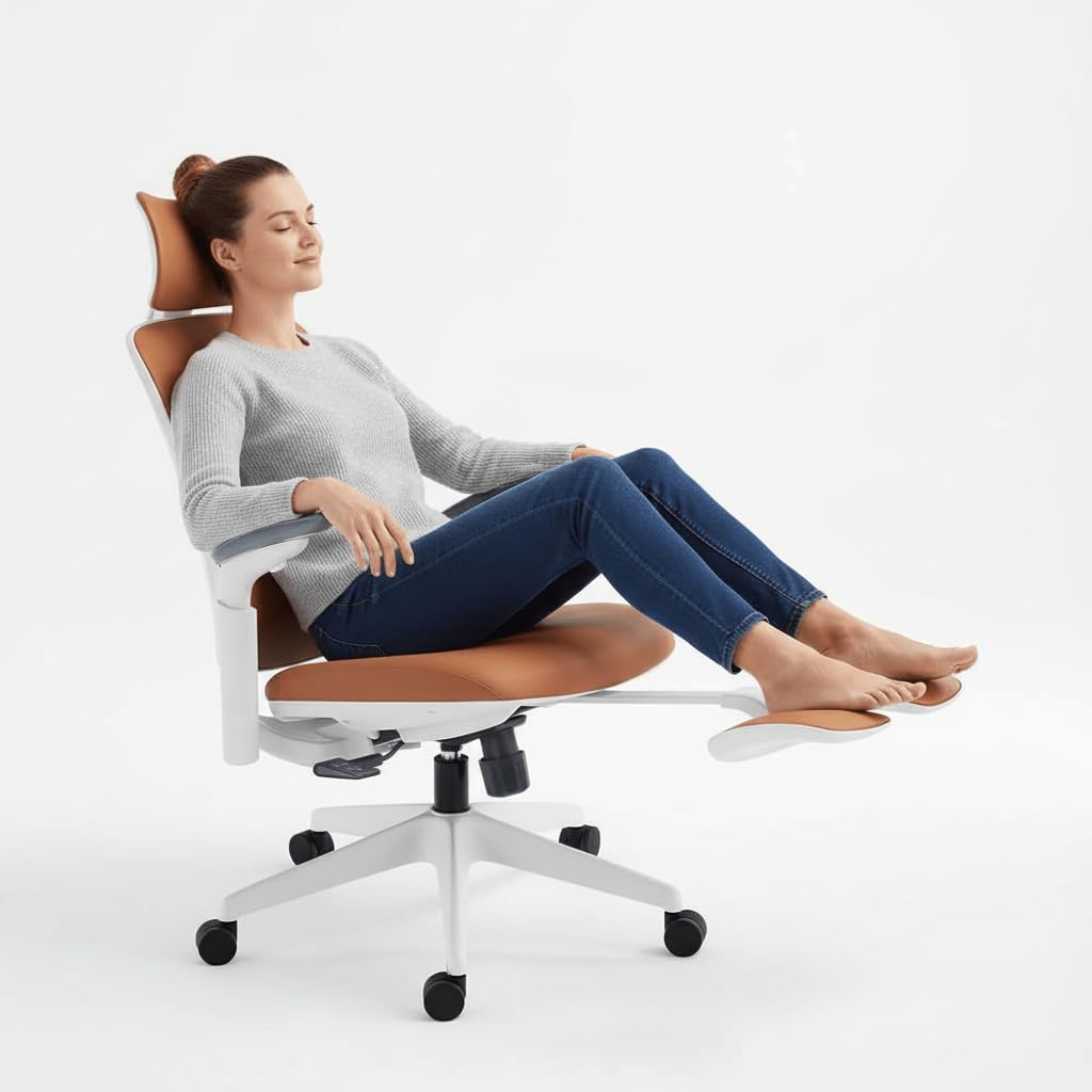Leather Ergonomic Office Chair with Footrest C618