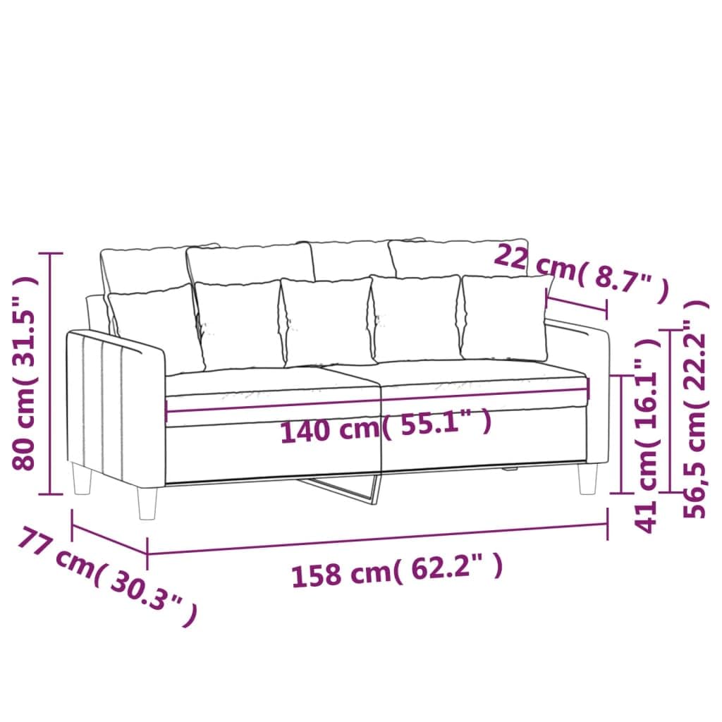 Light Grey Velvet 2-Seater Sofa with Metal Frame V5205