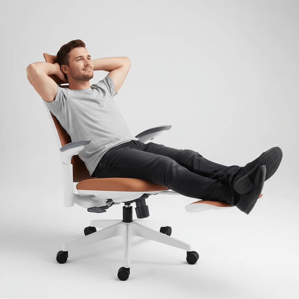 Leather Ergonomic Office Chair with Footrest C618