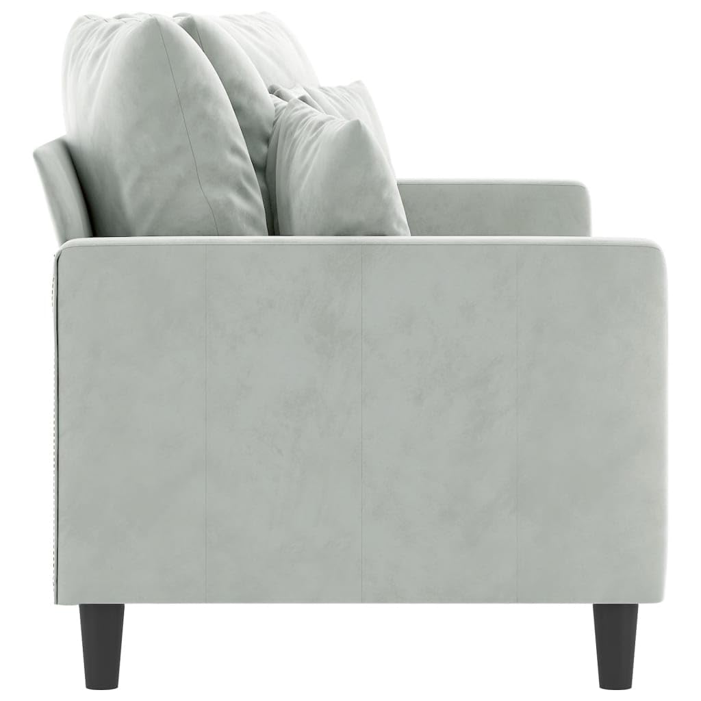Light Grey Velvet 2-Seater Sofa with Metal Frame V5205