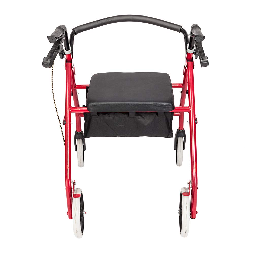 Rollator Walker with Seat, 8-inch Wheels, Black & Red T2091