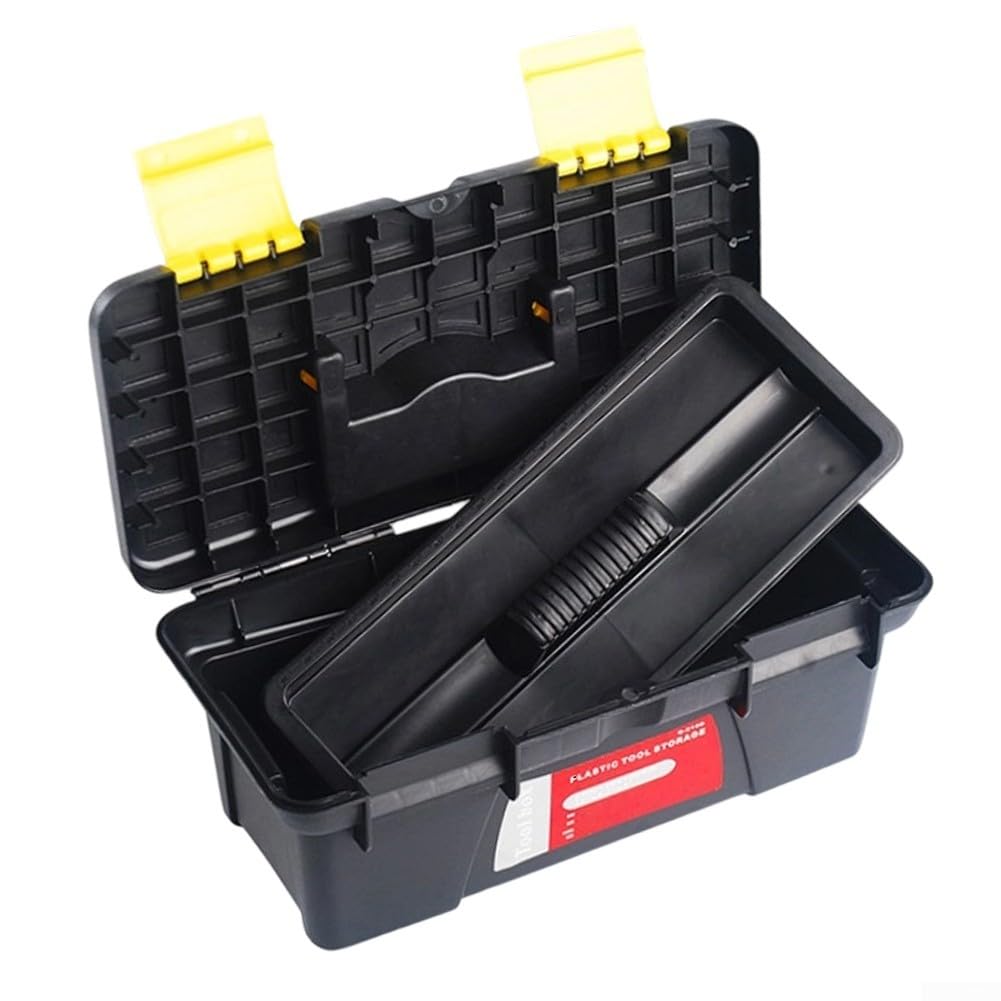 10 Inch Black Plastic Toolbox with Dual Layer Organization Q5750
