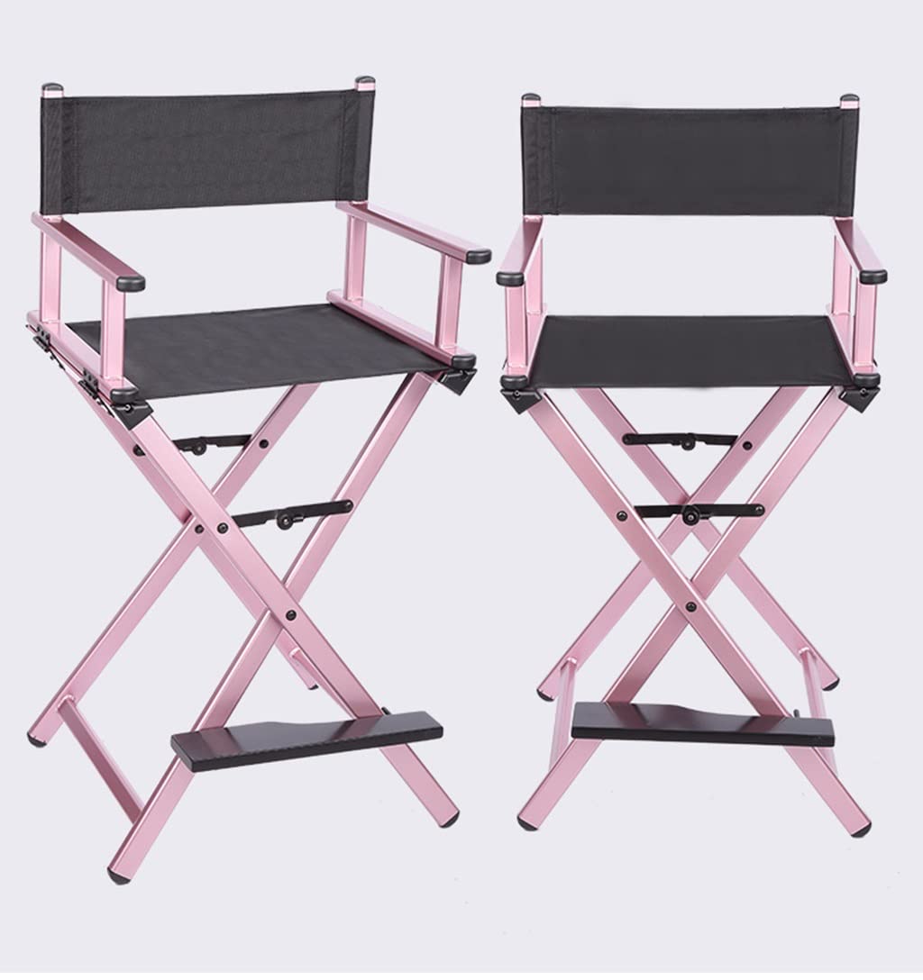 Pink Aluminum Foldable Makeup Artist Chair with Footrest T94346
