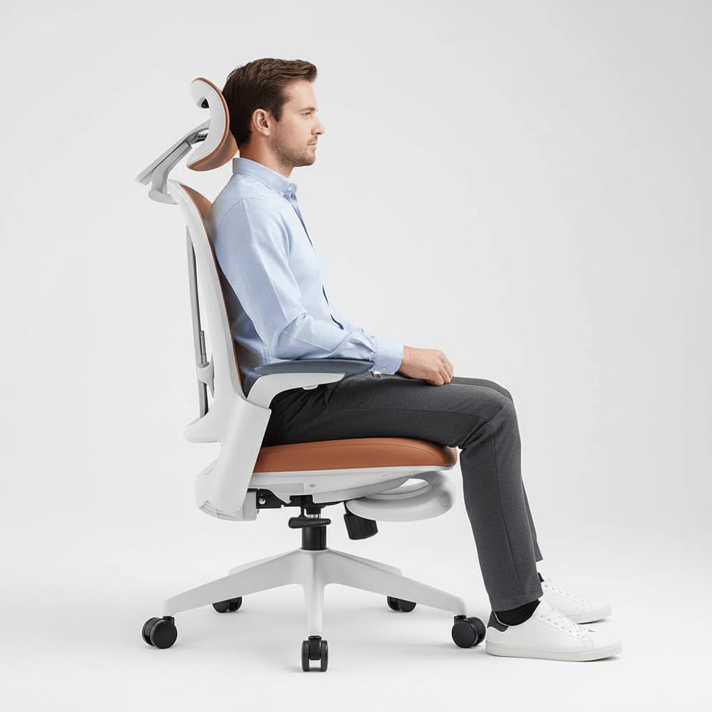 Leather Ergonomic Office Chair with Footrest C618