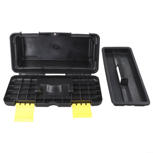 10 Inch Black Plastic Toolbox with Dual Layer Organization Q5750