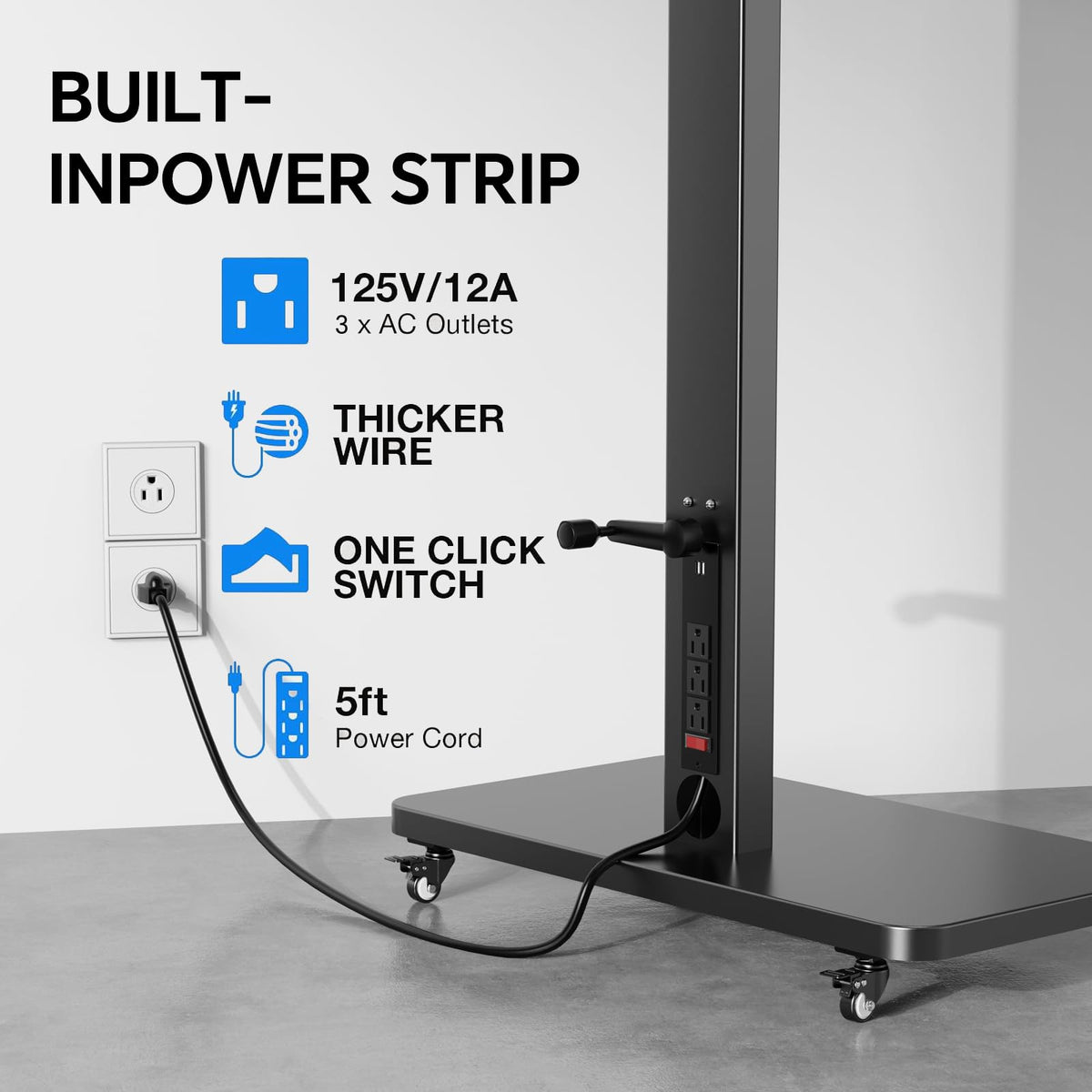 Mobile TV Stand with Power Outlet and Wheels H659519