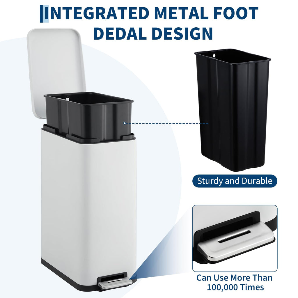 13 Gallon Stainless Steel Slim Trash Can with Soft-Close Lid G973