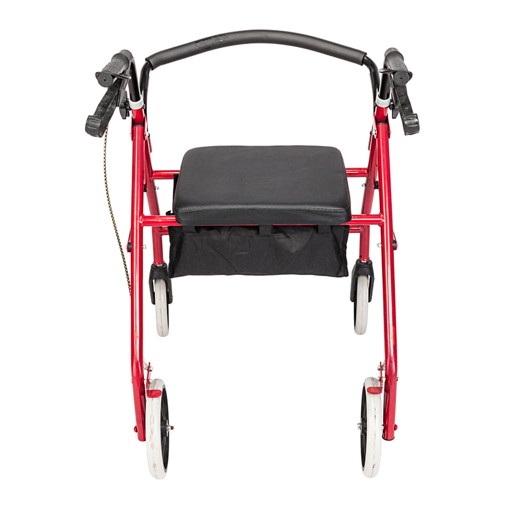 Heavy Duty Upright Rollator Walker with Padded Seat, Backrest, Height Adjustable Black & Red P566