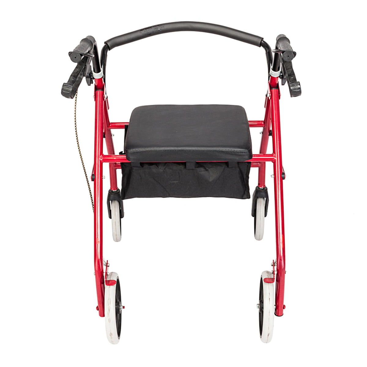 Heavy Duty Upright Rollator Walker with Padded Seat, Backrest, Height Adjustable Black & Red P566