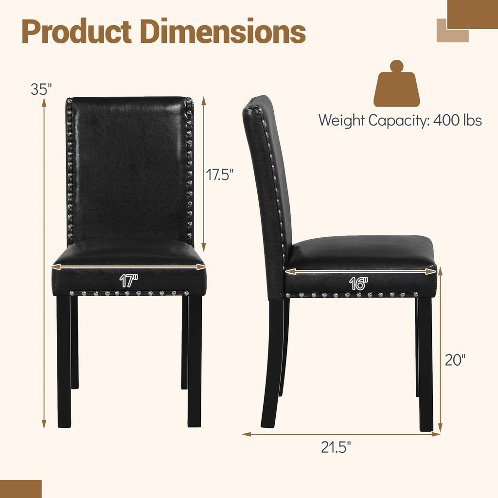 Black Faux Leather Upholstered Dining Chairs Set of 4 I507