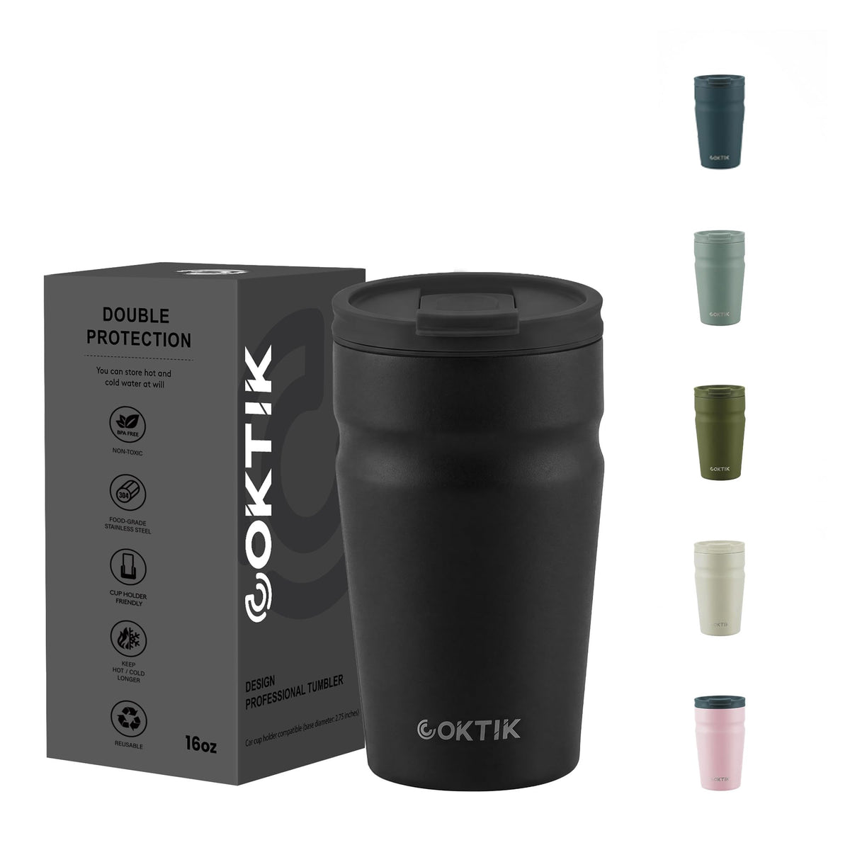16oz Insulated Stainless Steel Coffee Tumbler with Lid R214