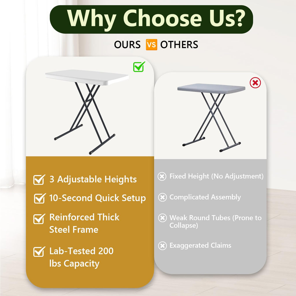 Folding Table 30 Inch Adjustable Height White Granite V882188