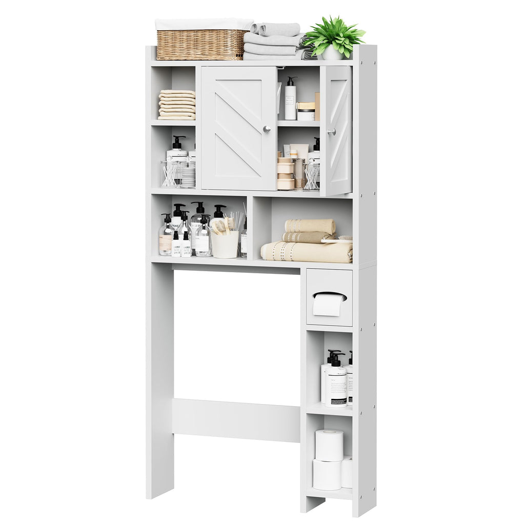 White Over the Toilet Storage Cabinet with Adjustable Shelf U747