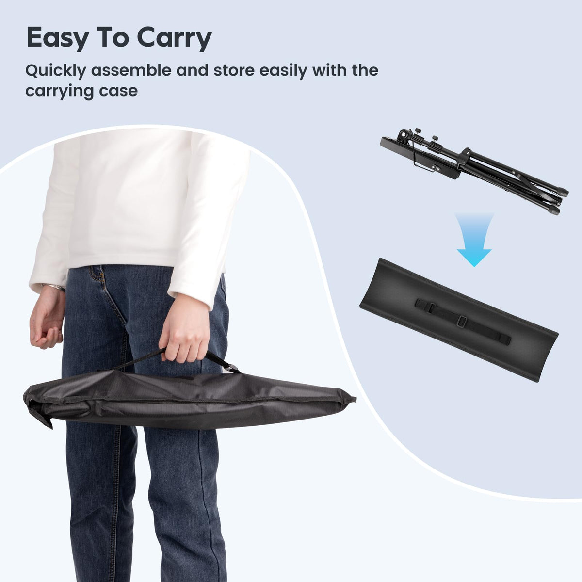 Black Adjustable Metal Music Stand with Carrying Bag O4950