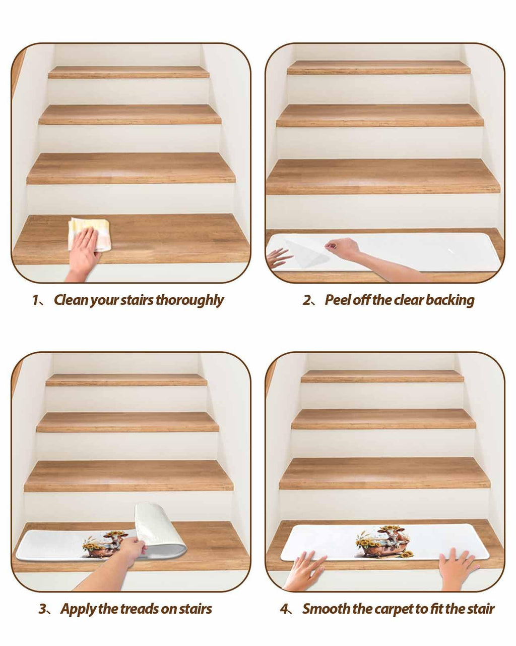 4 Pack Non Slip Carpet Stair Treads 8x30 inch L113