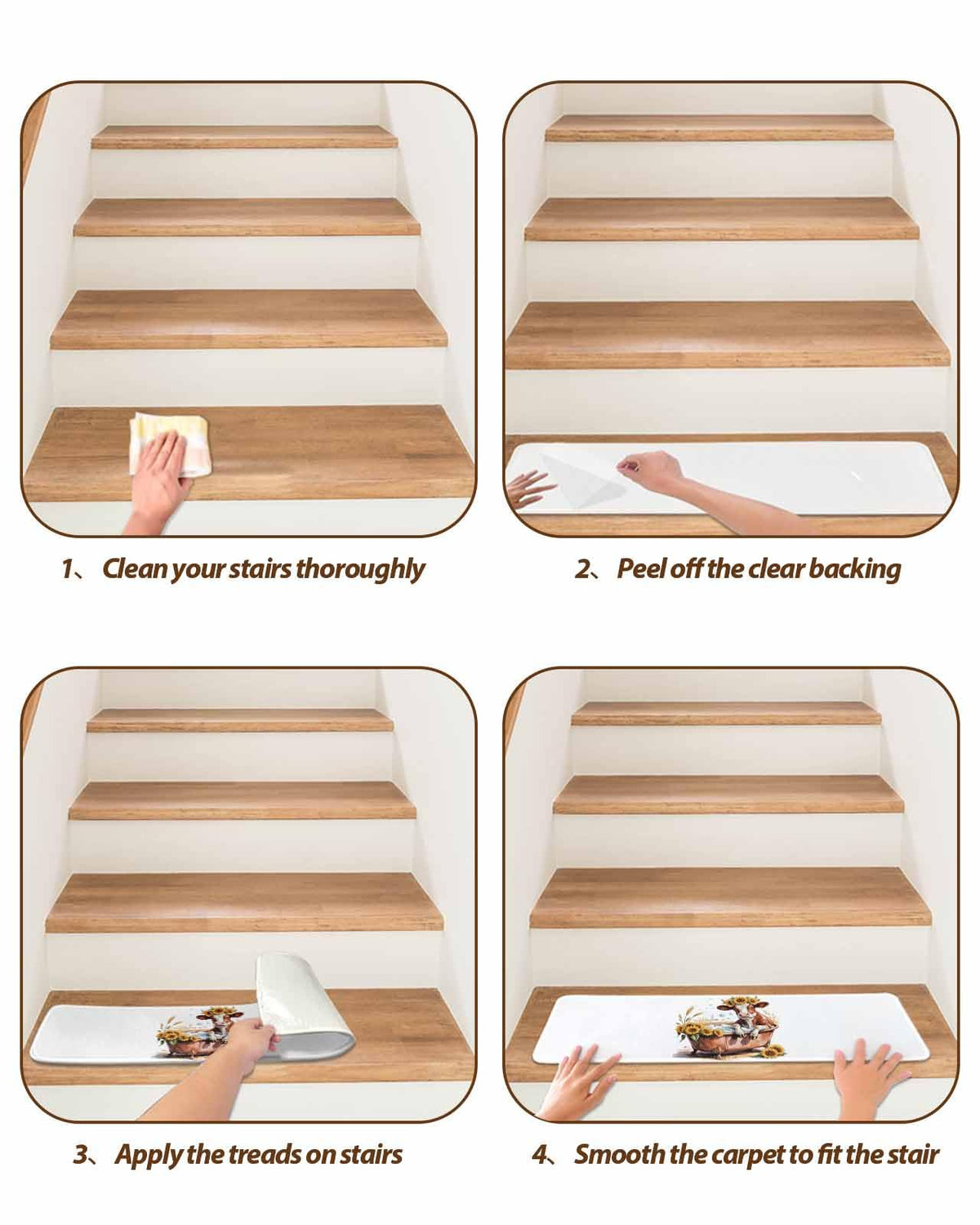 4 Pack Non Slip Carpet Stair Treads 8x30 inch L113