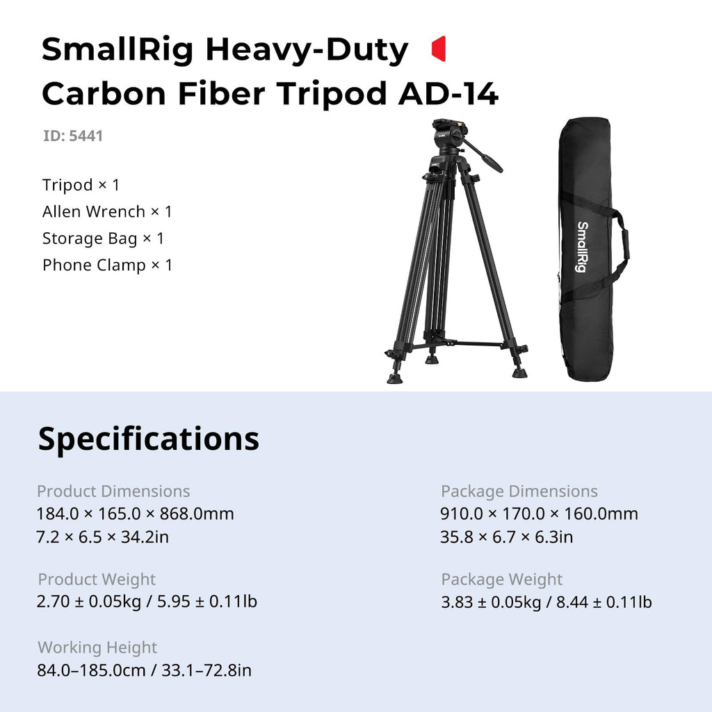 Carbon Fiber Heavy Duty Video Tripod with Fluid Head P80961