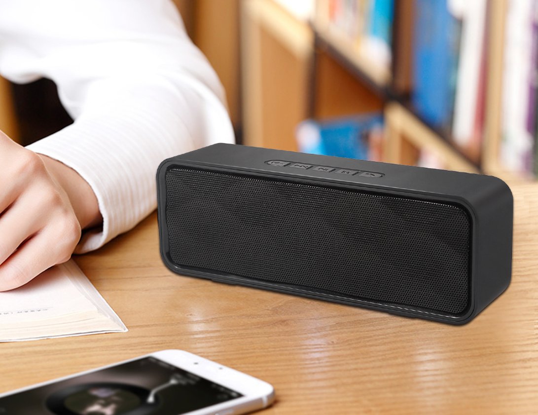 Black Portable Wireless Bluetooth Speaker with AUX USB TF Card Slot R1903