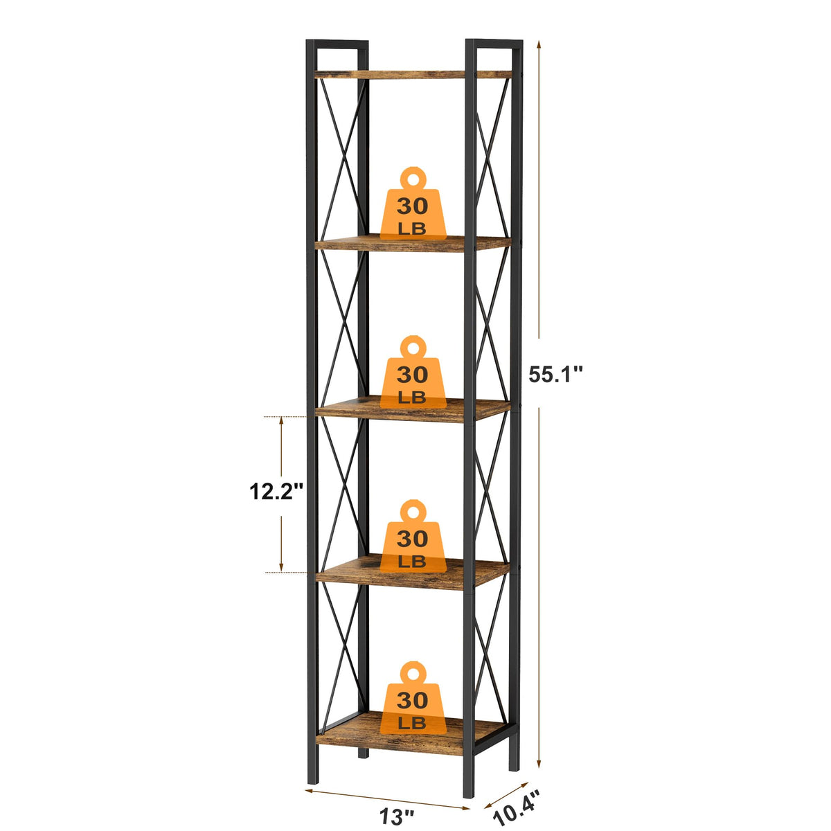 5 Tier Metal Bookshelf J77748