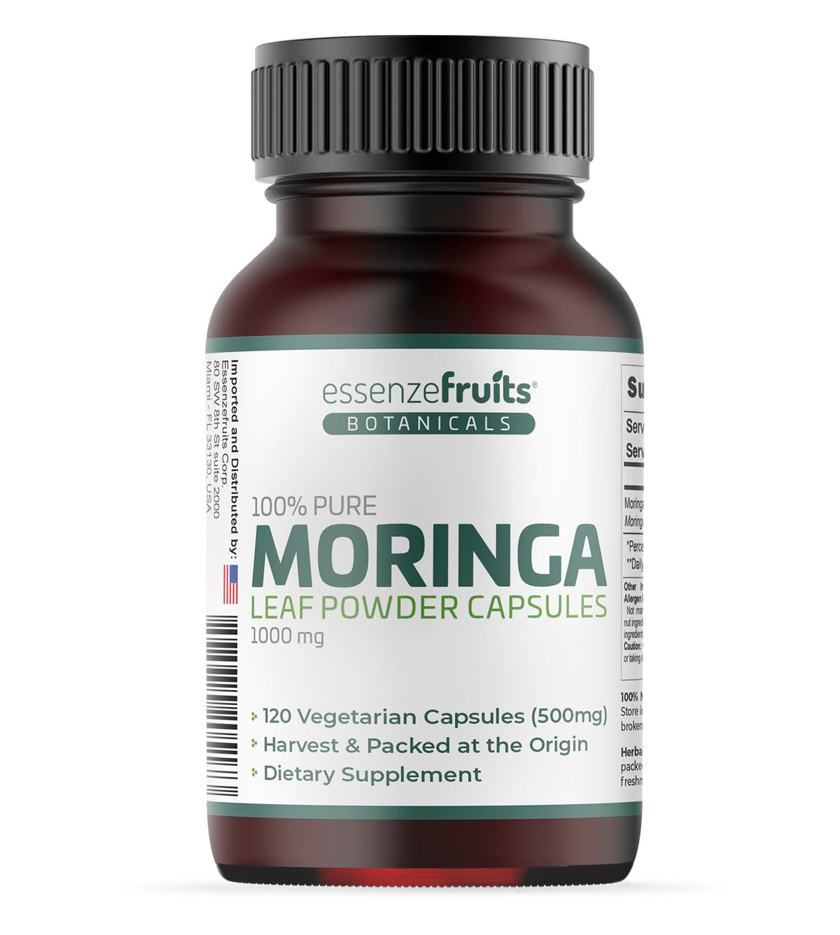 Moringa Capsules 120 Vegan Caps 1000mg Leaf Powder Q18930