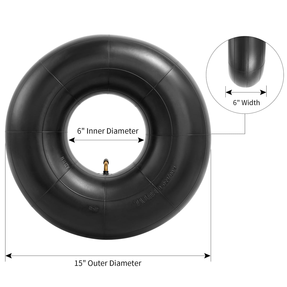 15x6.00-6 Butyl Inner Tubes with TR-87 Bent Valve Stem 2 Pcs T471867