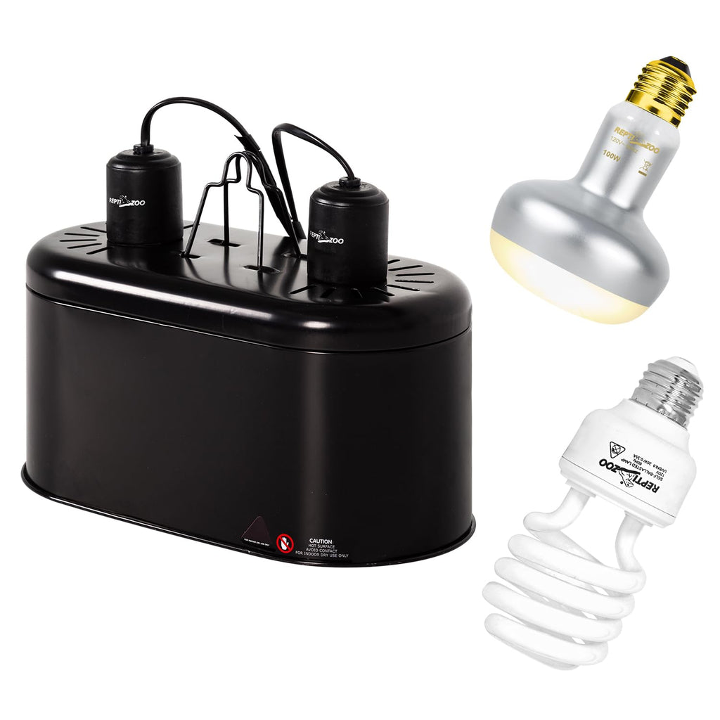 Reptile Heat Lamp Combo Pack with Dual Light Fixture T327