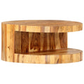Solid Sheesham Wood Round Coffee Table with Storage Shelf N31048