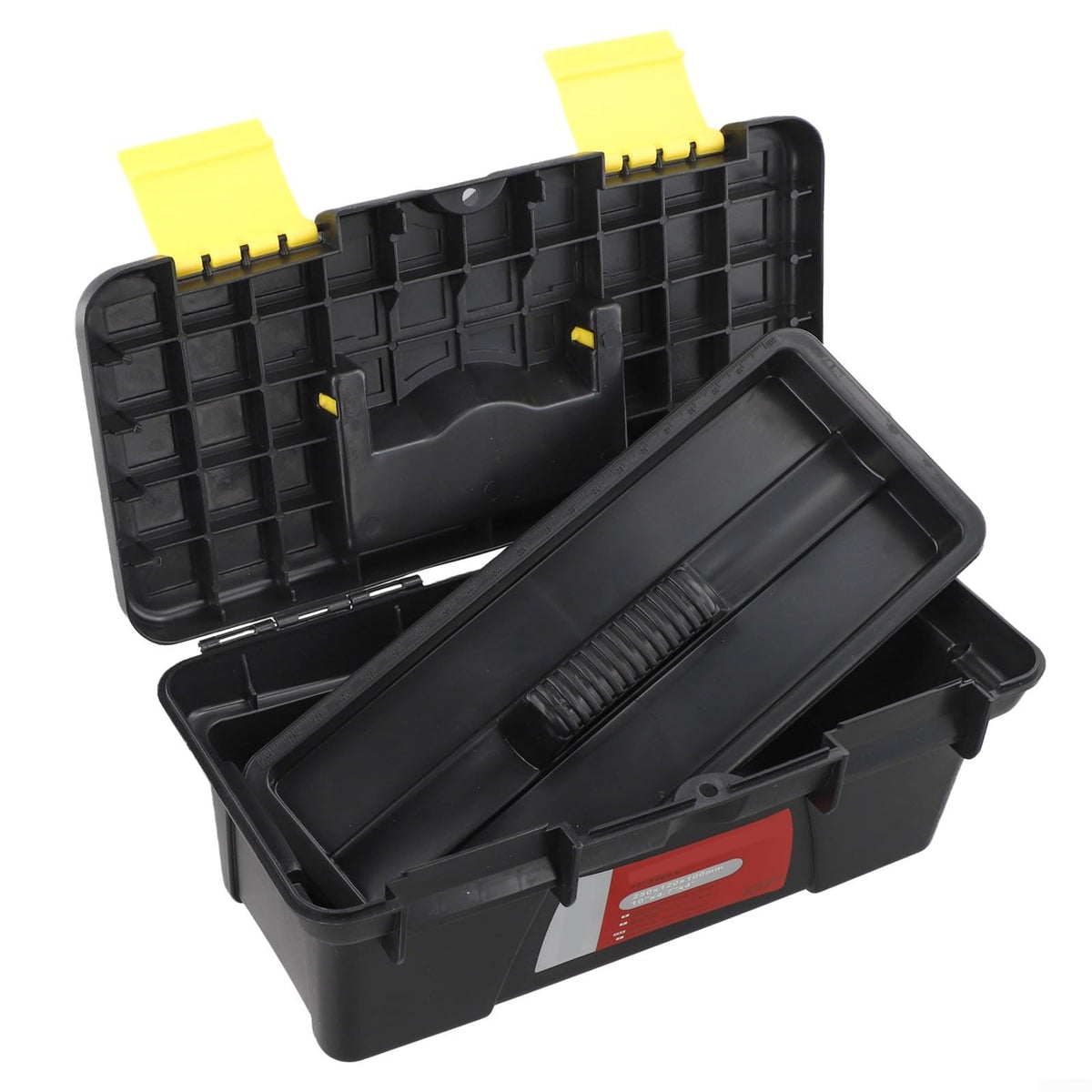 10 Inch Black Plastic Toolbox with Dual Layer Organization Q5750
