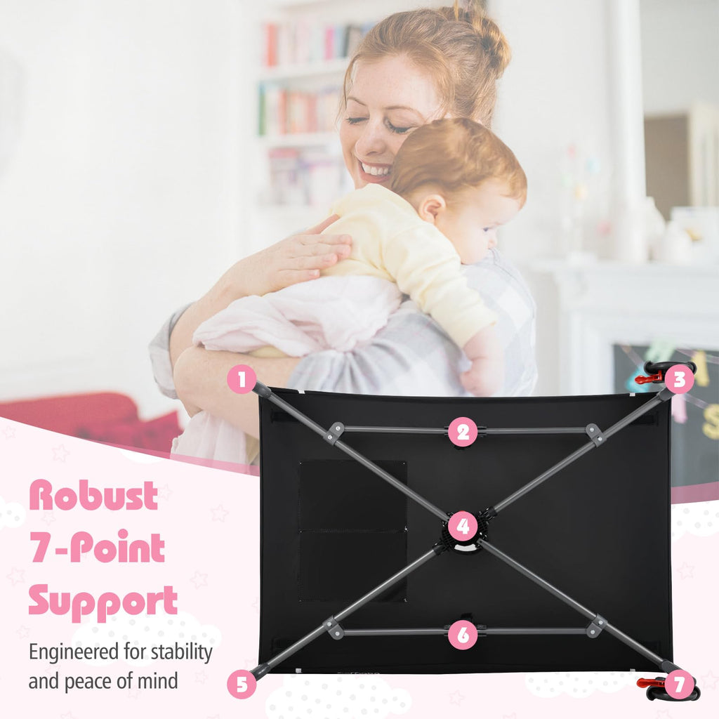 4 in 1 Folding Playpen with Bassinet and Carry Bag Q9650