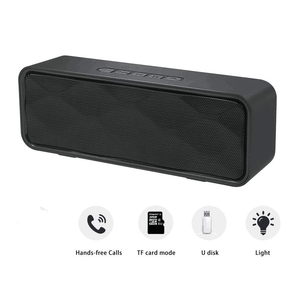 Black Portable Wireless Bluetooth Speaker with AUX USB TF Card Slot R1903