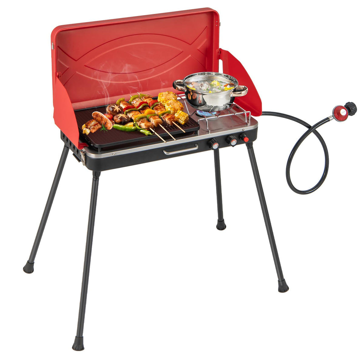 2-Burner Portable Gas Camping Stove with Detachable Legs H381817