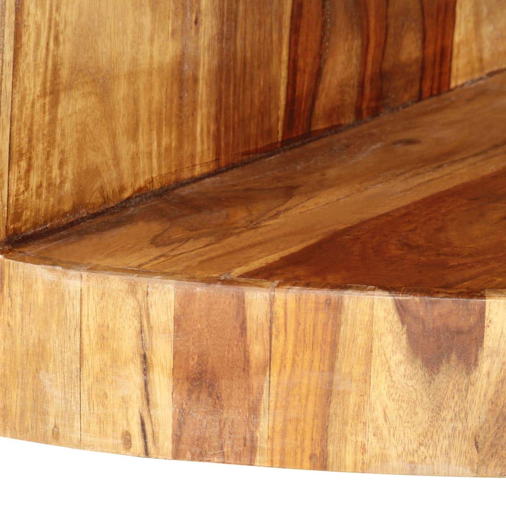 Solid Sheesham Wood Round Coffee Table with Storage Shelf N31048
