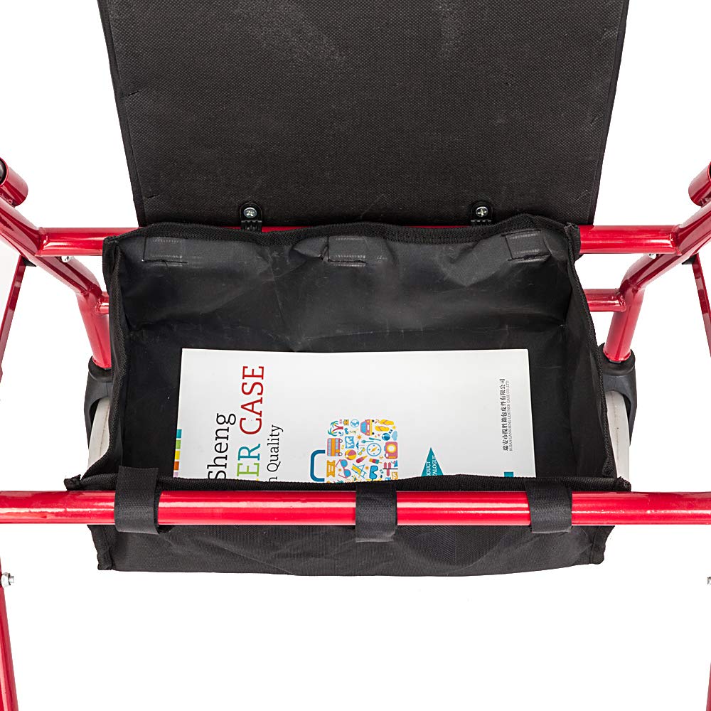 Rollator Walker with Seat, 8-inch Wheels, Black & Red T2091