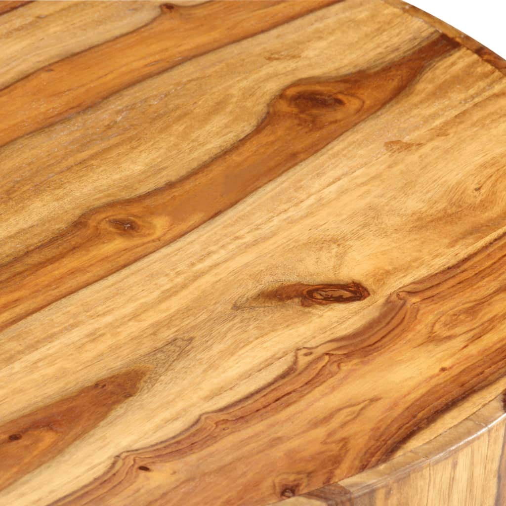 Solid Sheesham Wood Round Coffee Table with Storage Shelf N31048