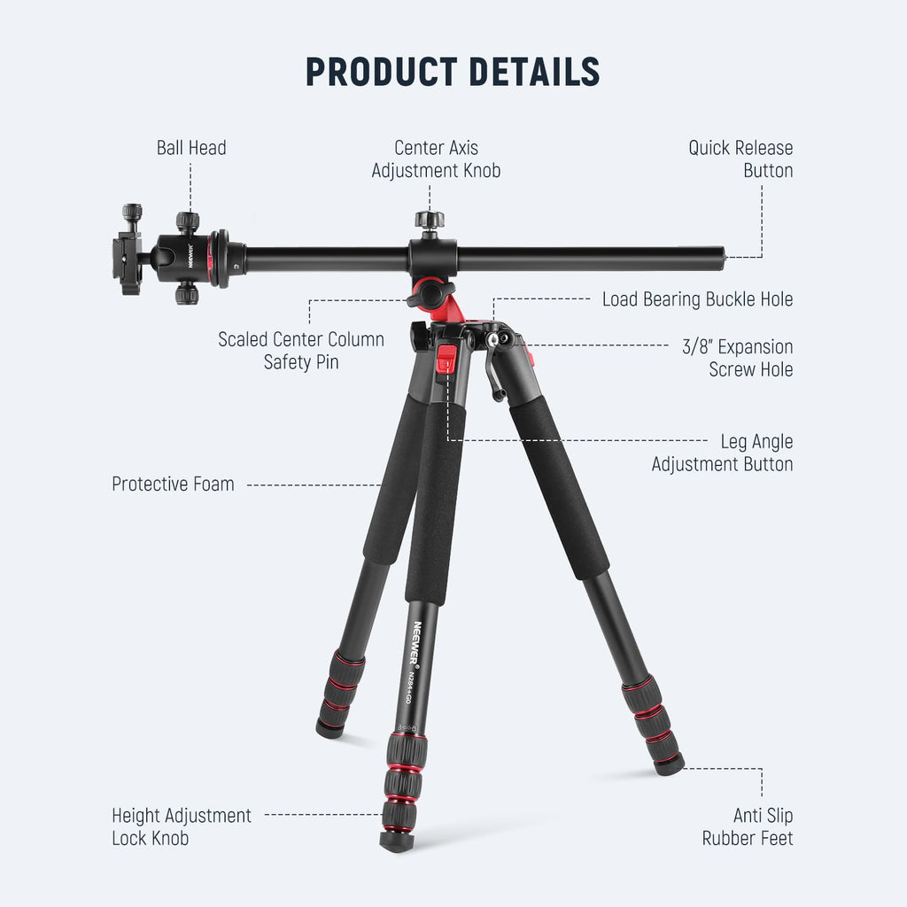 72 Inch Camera Tripod Monopod with Ball Head D752