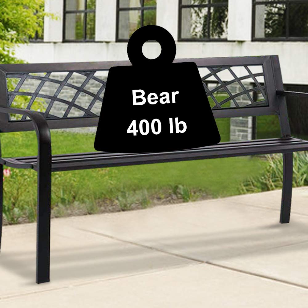 45.5" Black Metal Outdoor Bench 400lbs Capacity M1761