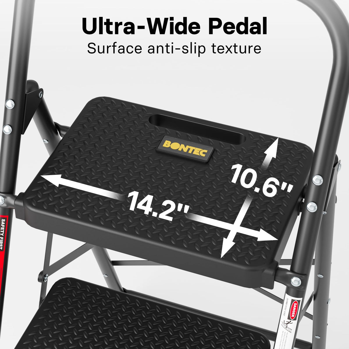 Folding Step Stool 600lbs Max Load Capacity Black C47372