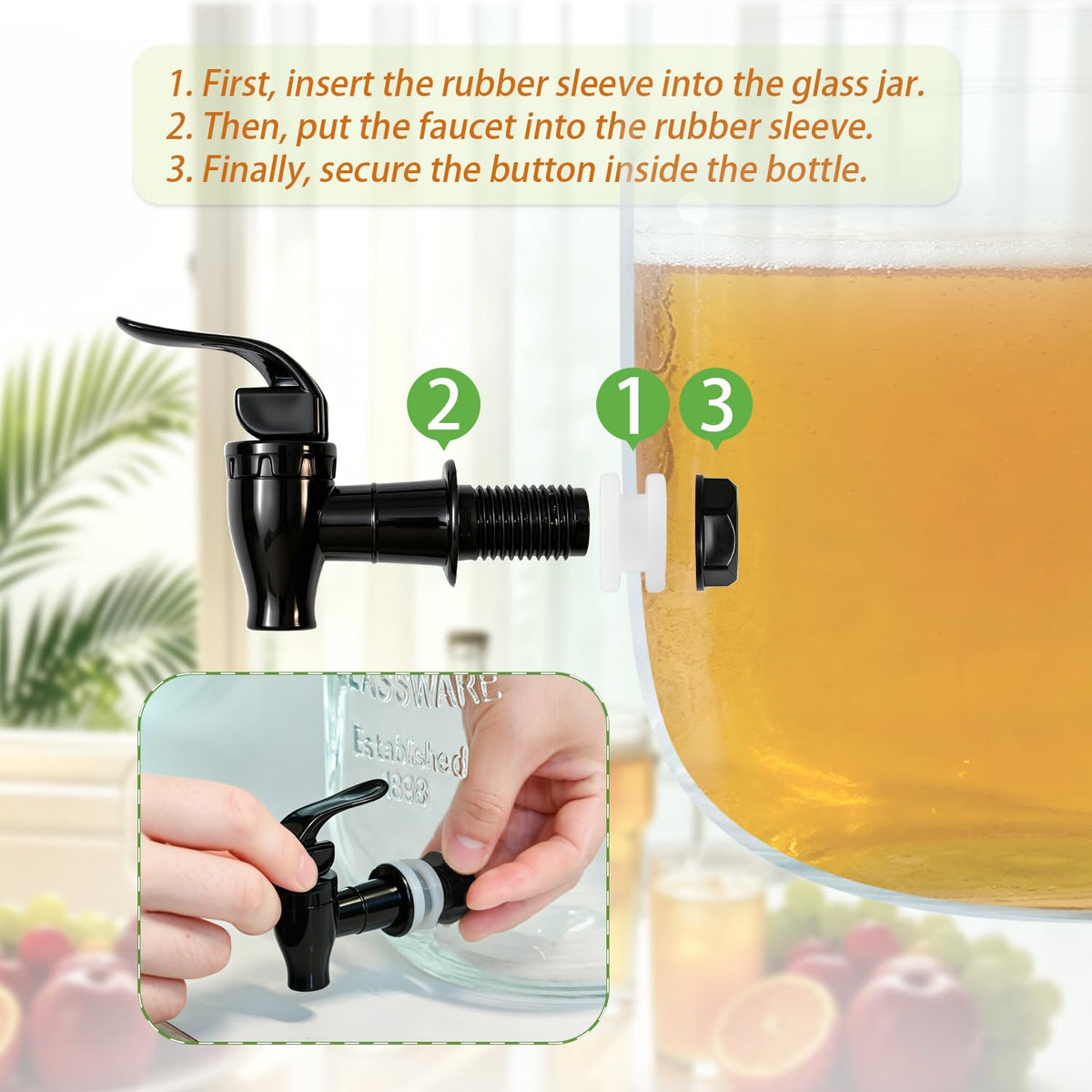 2 Pack 1.5 Gallon Glass Beverage Dispenser with Stand D3204