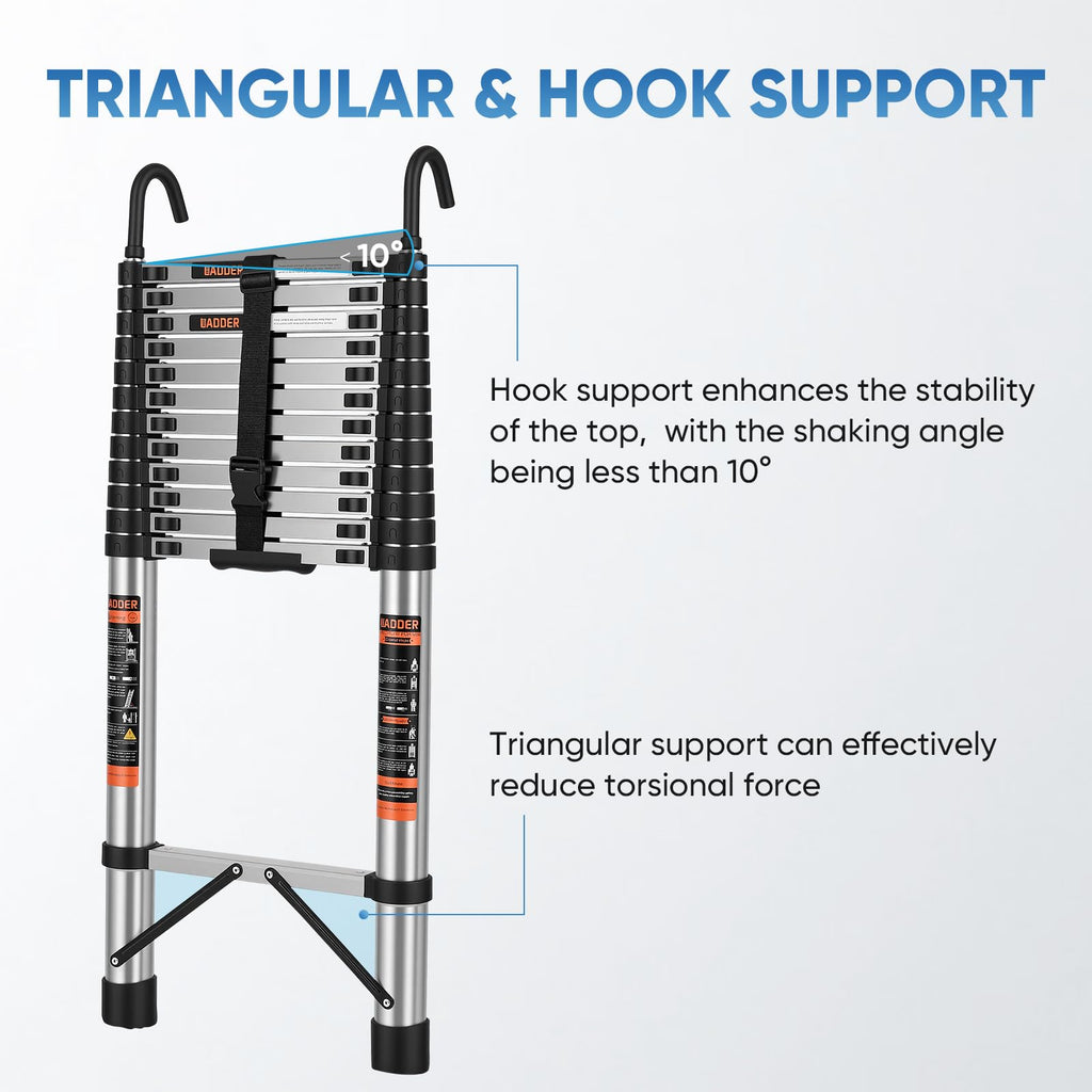 16.5 ft Telescoping Ladder with Hooks 330 lbs F5213