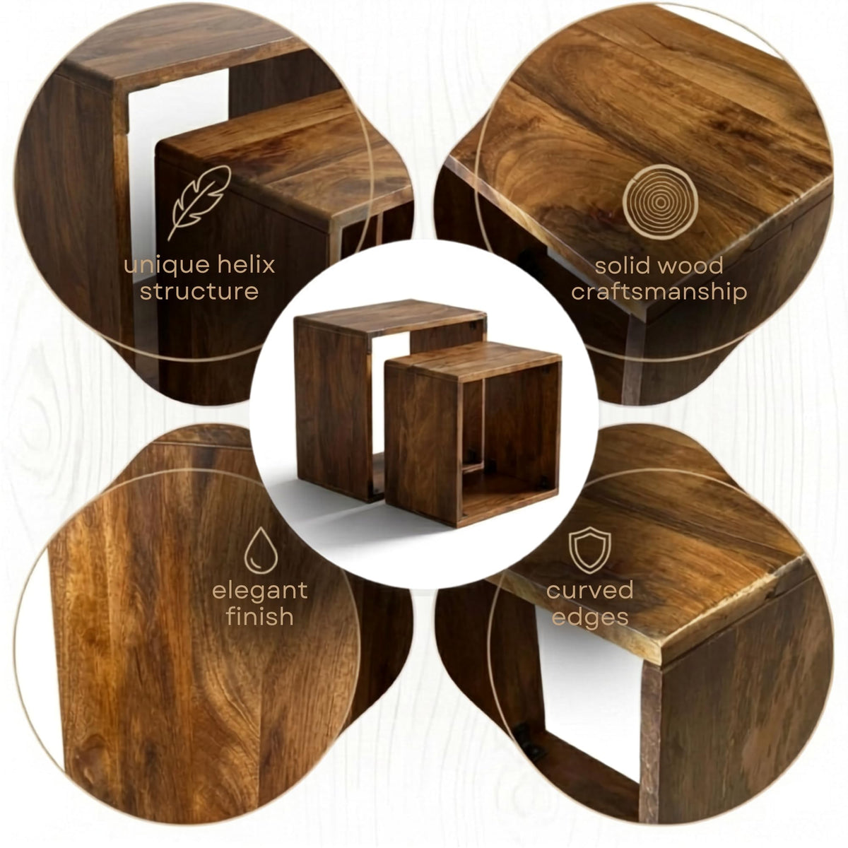Sheesham Wood Nesting Tables Set of 2 P1941