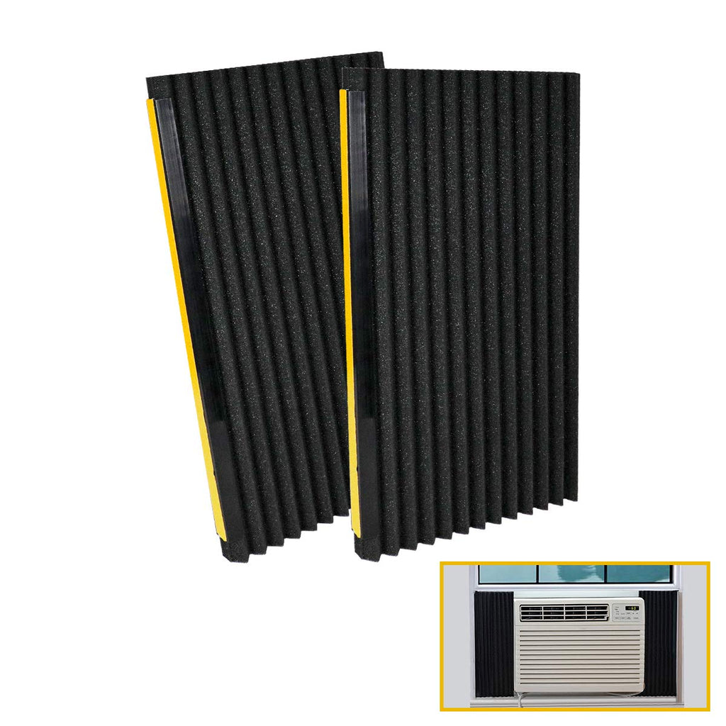 Window Air Conditioner Foam Insulation Panels, 2 Pack, Black, 17in High x 9in Wide B525984