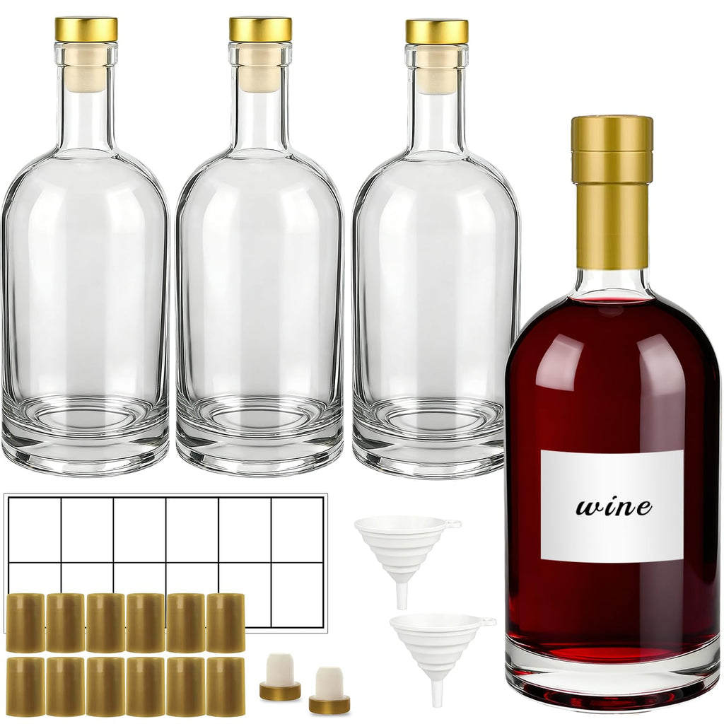 4 Pack 25oz Clear Glass Bottles with Cork Stoppers T75493