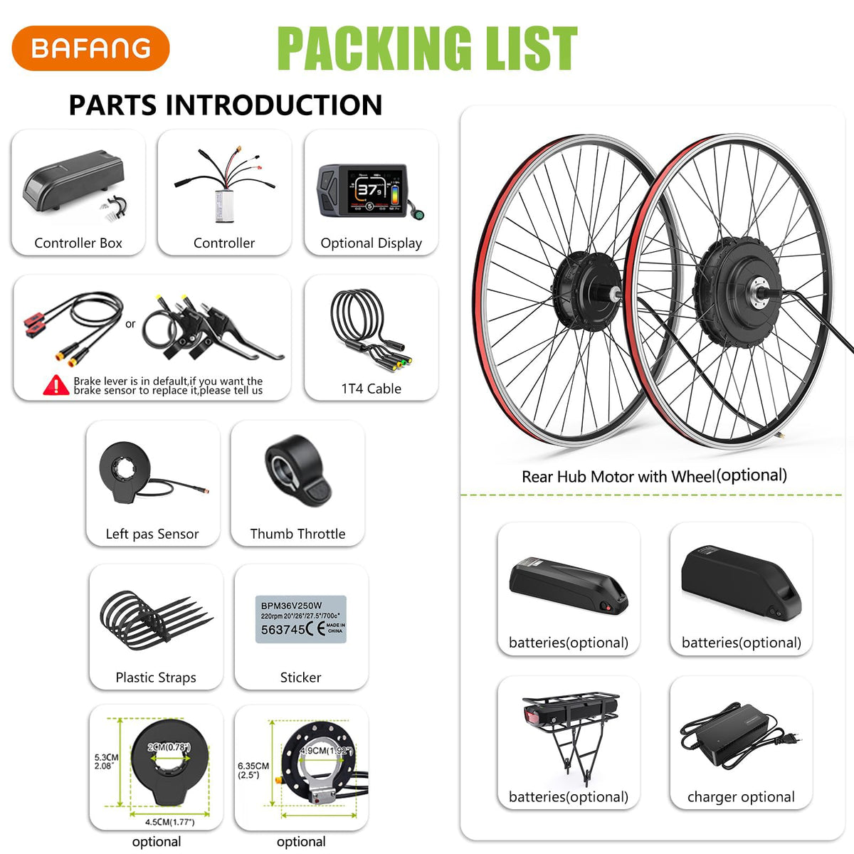 48V 500W 750W Rear Hub Motor Ebike Conversion Kit K1420