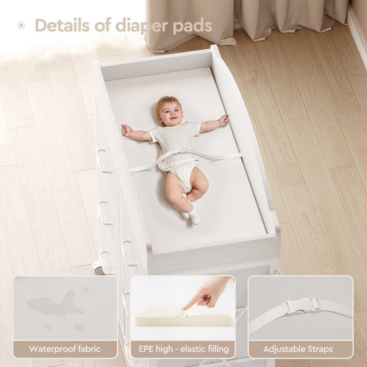 White 6 Drawer Changing Table Dresser U22872