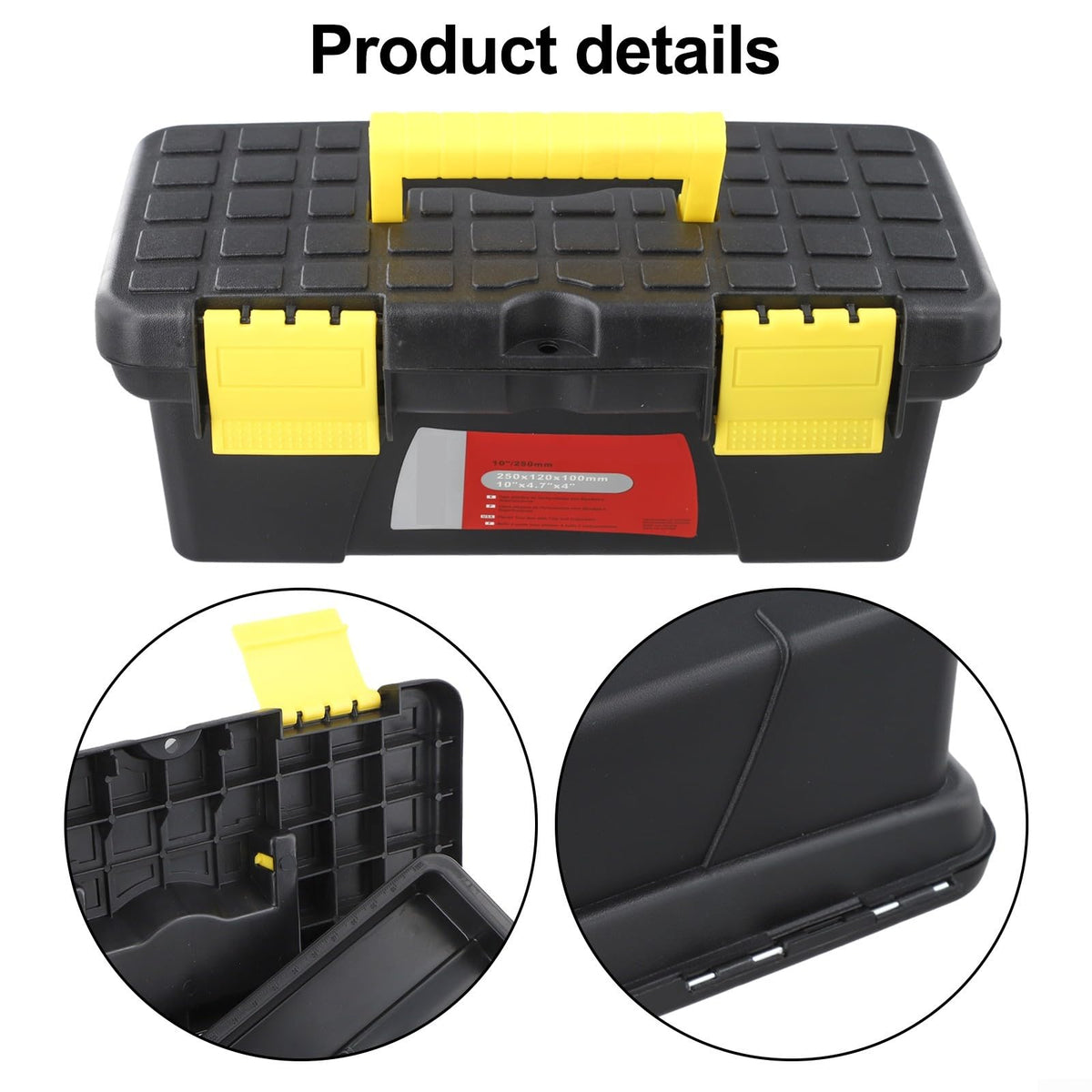 10 Inch Black Plastic Toolbox with Dual Layer Organization Q5750