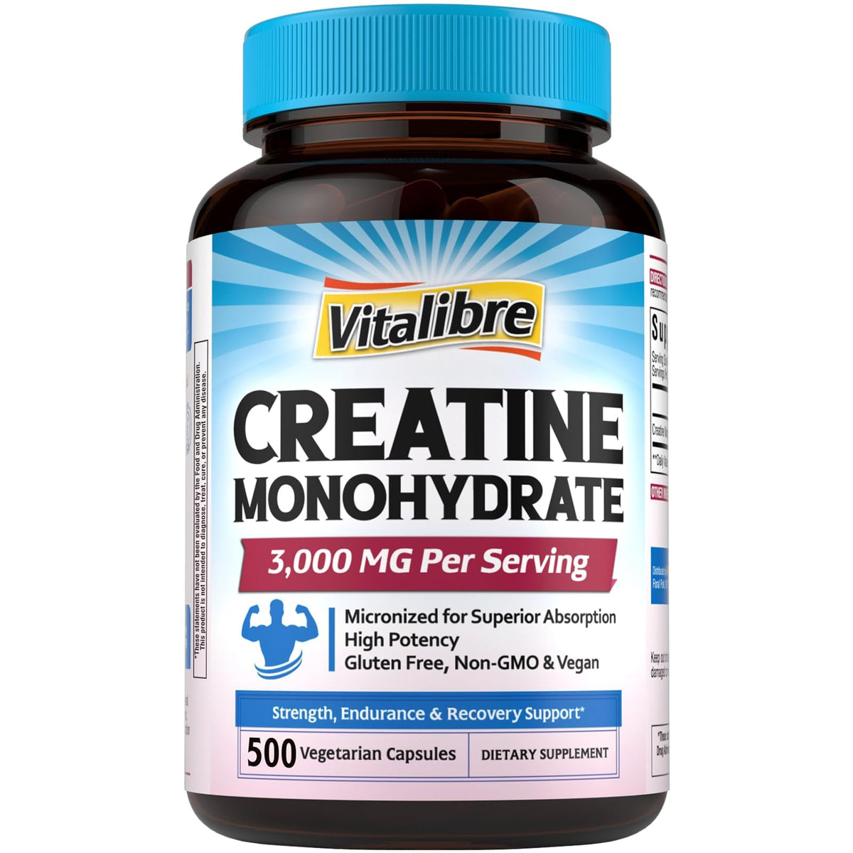 Creatine Monohydrate 3000 mg Micronized 500 Capsules P549