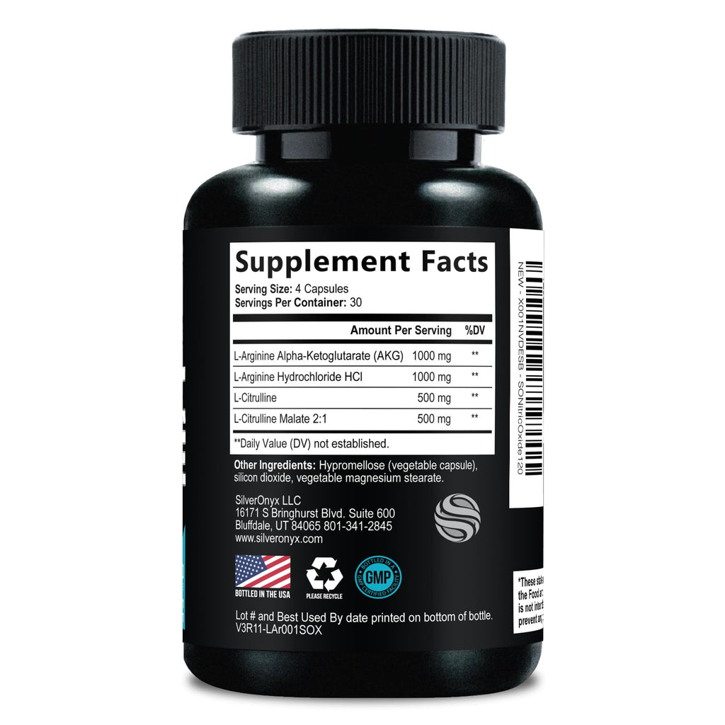 Nitric Oxide Supplement 3000mg Blend L-Arginine & L-Citrulline 120 Capsules G781476