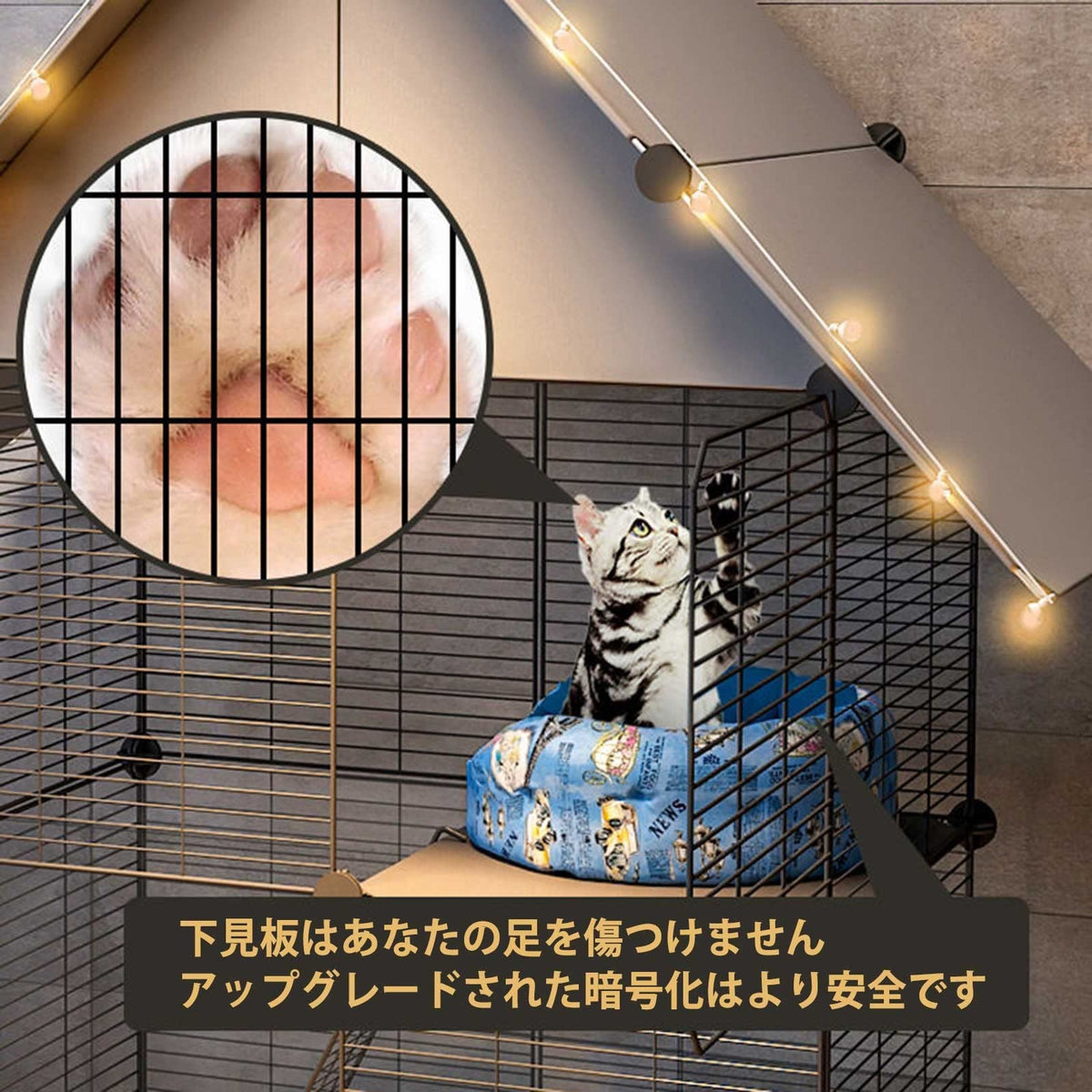 2-Tier Folding Metal Cat Cage with Hammock Y5239