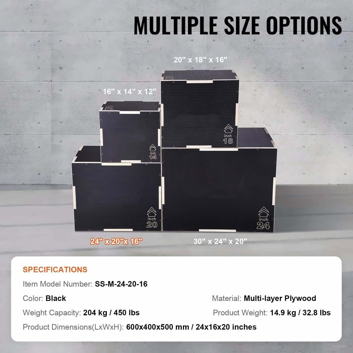 24/20/16 Inch Wooden Plyo Box A37833