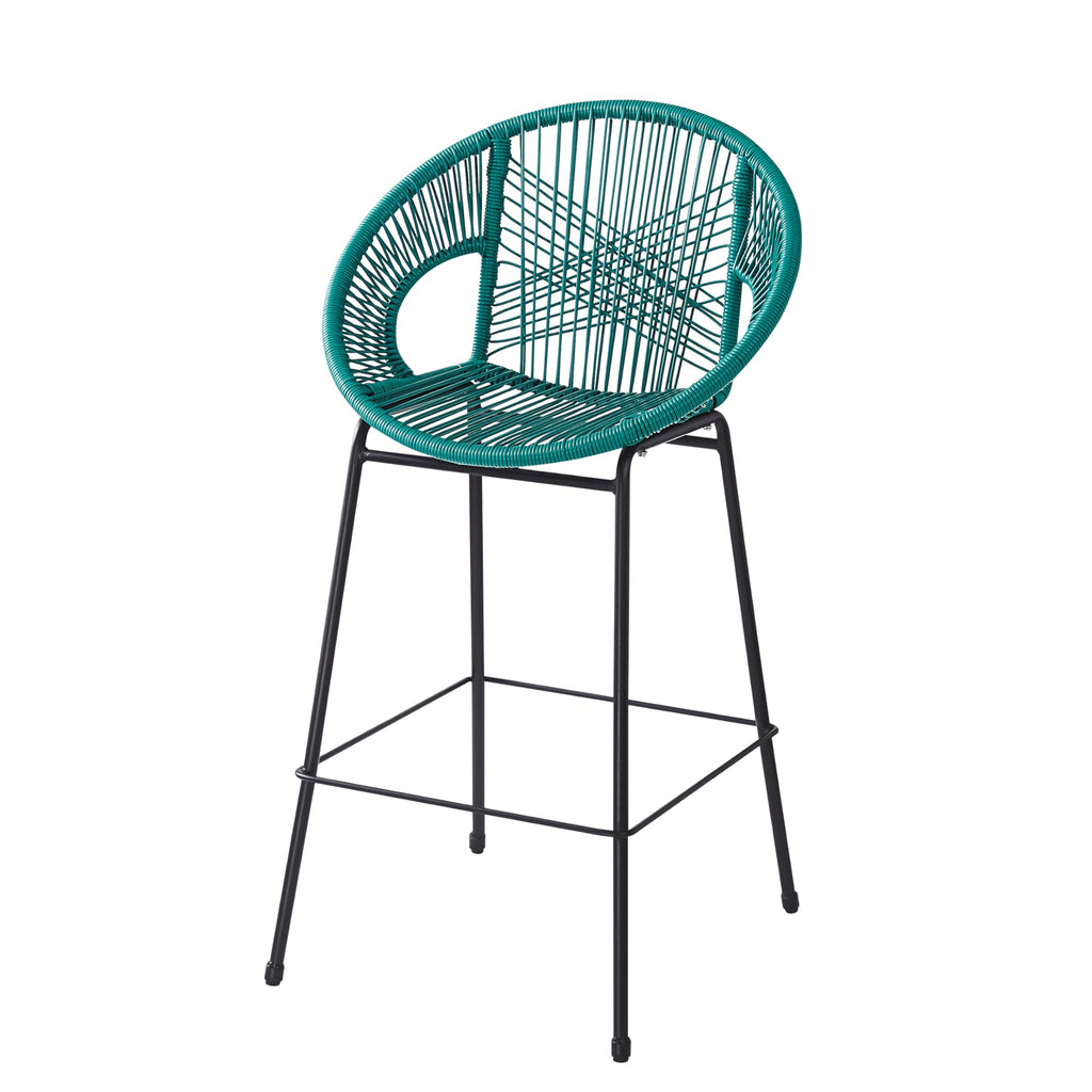 Teal Faux Wicker Outdoor Bar Stool Set of 2 S692606